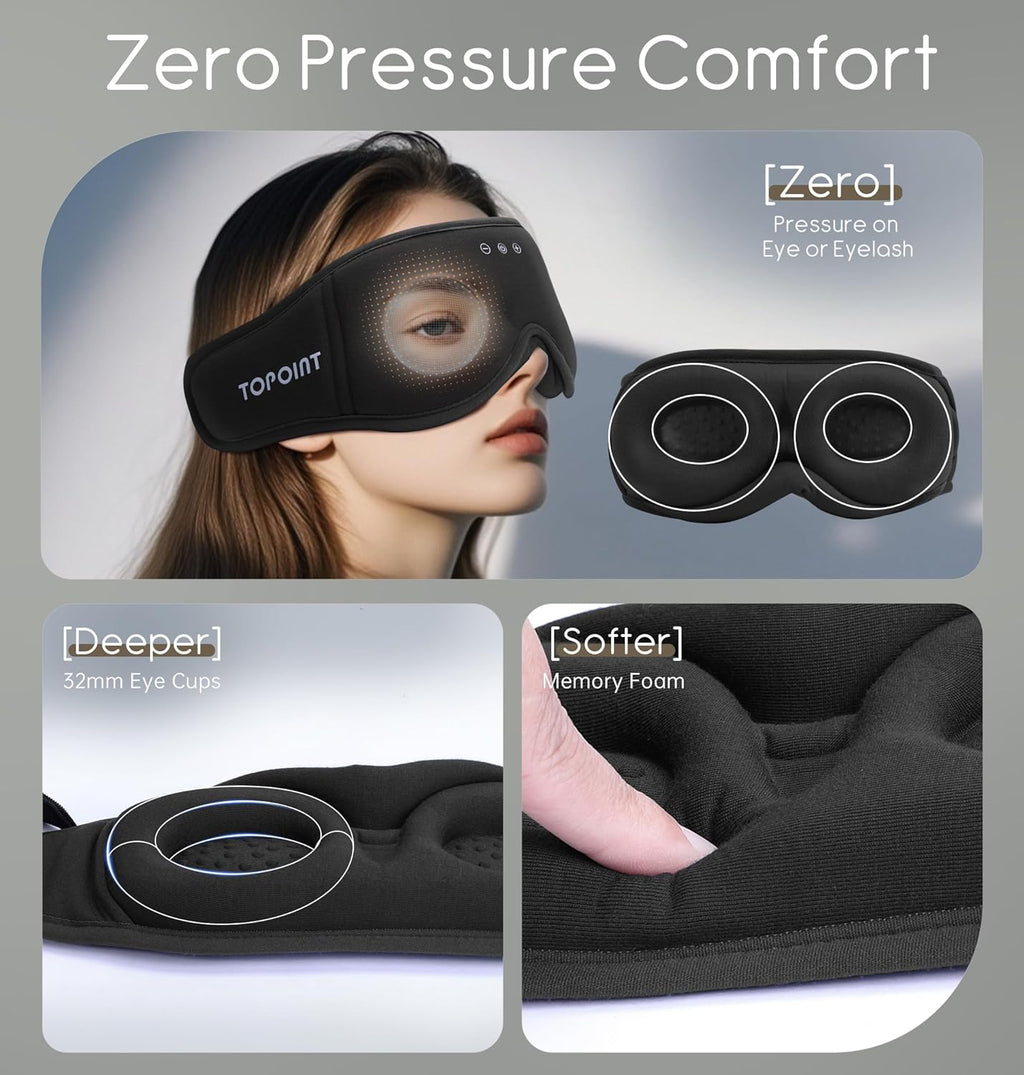 Sleep Mask with Headphones Bluetooth 5.4,  3D Eye Mask Blackout with Soft Bamboo Cotton for Side Sleepers Women Men, Sleep Headphones Earphones HD Speaker Microphone for Travel Meditation Gift